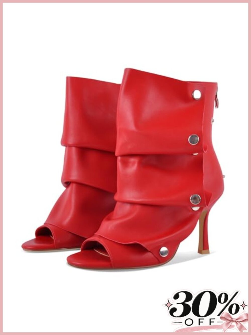 Women's Peep Toe Slouchy Stiletto Kitten Heel Ankle Booties Back Zipper Boots